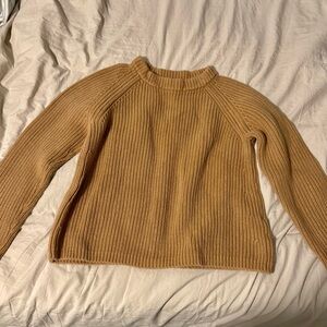 Quince Cozy Camel Knit Crew Neck Sweater